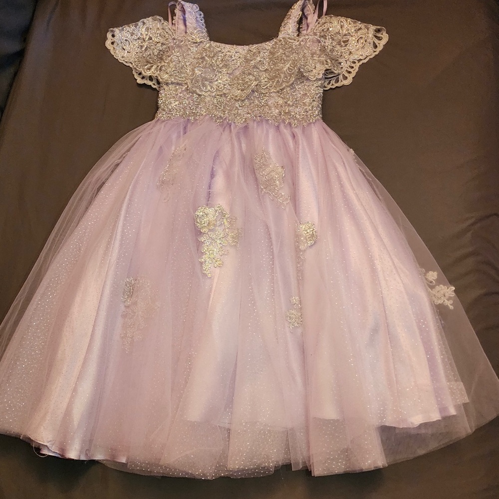 Elegant Lavender Lace Kids Dress